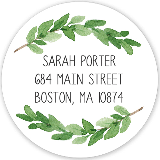 Two Sprigs Round Address Labels